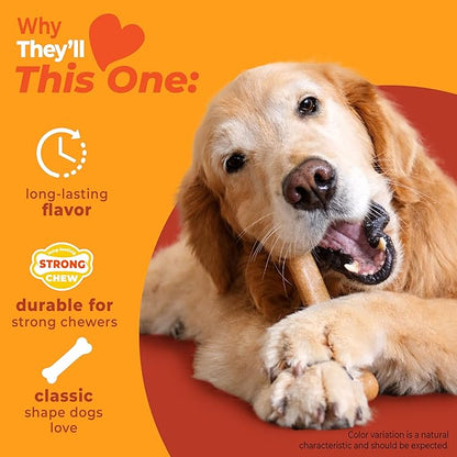 Nylabone Strong Chew Original Bone Dog Toy Made with Real Chicken, Durable Chew Toys for Aggressive Chewers, Long Lasting Dog Bone, Keeps Dogs Busy, Large Breeds - Up to 50 lbs