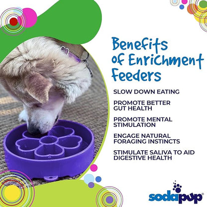 SodaPup Flower Design Enrichment Bowl – Durable Slow Feeder Bowl Made in USA from Non-Toxic, Pet-Safe, Food Safe Material for Mental Stimulation, Slowing Down Eating, Healthy Digestion, & More