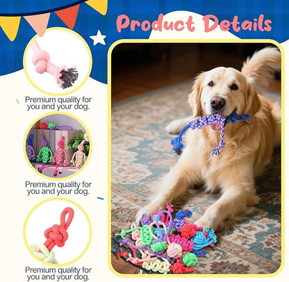 Soulchen 12 Pack Dog Rope Toys Dogs Chew Ball Toys for Large Medium Chewers Interactive Colorful Tug Rope Sets for Puppy Aggressive Chewers Puppies Boredom Teeth Cleaning Training