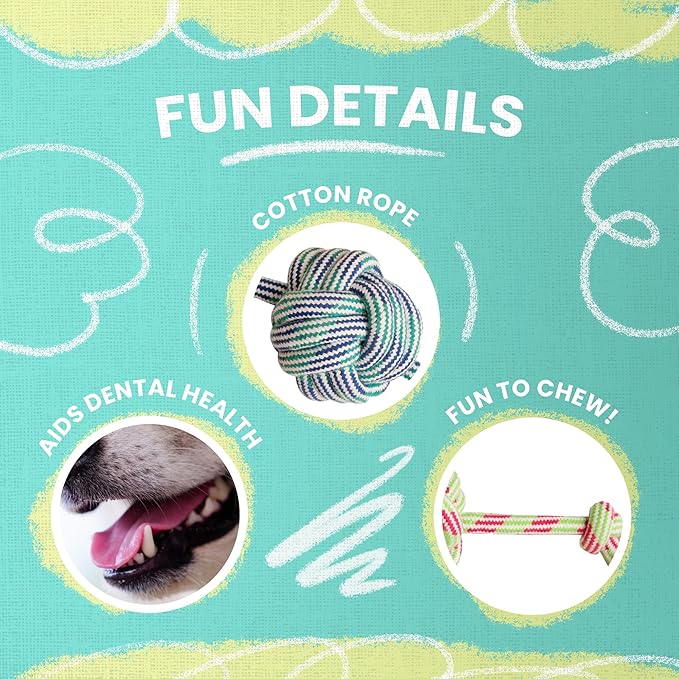 SNUG AROOZ Braidy Bunch Cotton Rope Dog Toy - Assorted Colors - Braided Design with Giant Knot - Safe for Chewing - Ideal for Tugging & Fetching
