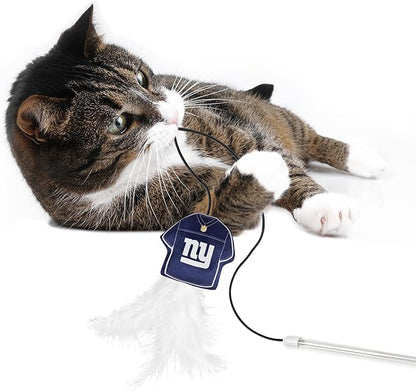 NFL New York Giants Team Jersey Wand with CAT NIP, Cat Toy Jersey Shaped Plush Teaser Toy for Cats & Kittens - Interactive Pet Toy for Play & Exercise