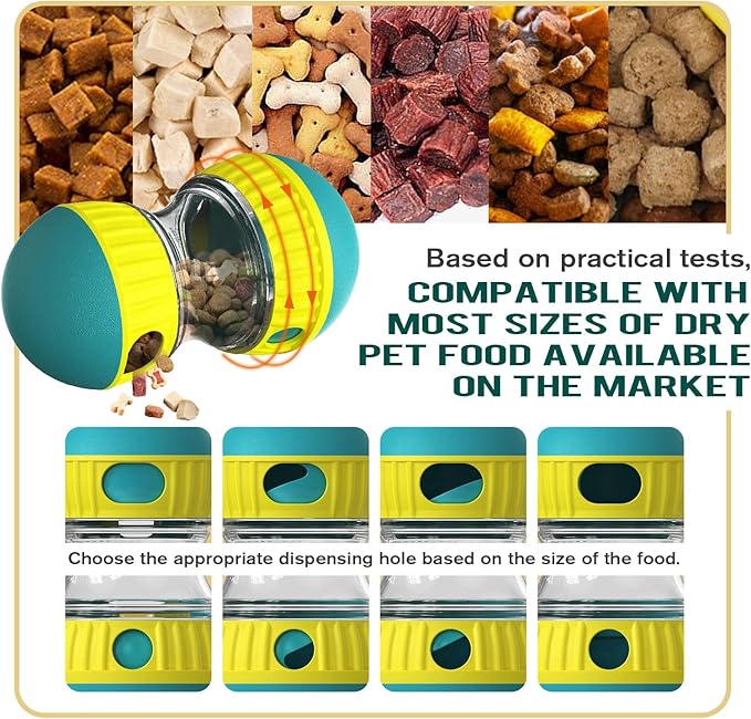 payanwin Dog Interactive Toys, Dog Treat Dispenser＆r Roller Design Dog Food Dispenser Slow Food Dispenser Feeder(Blue)