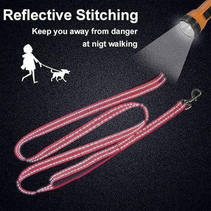 Dual Padded Handle Walking and Training Standard Leashes for Large Breed Dogs that Pull with Reflective Stitching, 360° Rotatable Heavy Duty Metal Buckle,D-Ring,Durable Nylon, 6Ft Long for Big Dogs