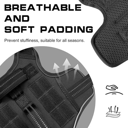Tactical Dog Harness Medium Sized, Heavy Duty No Pull Dog Harness with Handle, Easy On and Off Service Dog Vest with Molle System, Reflective Pet Vest for Walking Hiking Training