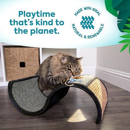 Petlinks Dream Curl Carpet Cat Scratcher, Dual-Surface Cat Scratching Post, Lounge & Hide Scratchers for Cats & Kittens, Gray, Furniture Protector, One Size Fits All Cats