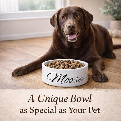 Custom Dog Bowl | Personalized Food & Water Dish with Name | Microwave & Dishwasher Safe Ceramic Pet Feeding Bowl | Gift Idea for New Puppy Owners | White – Large