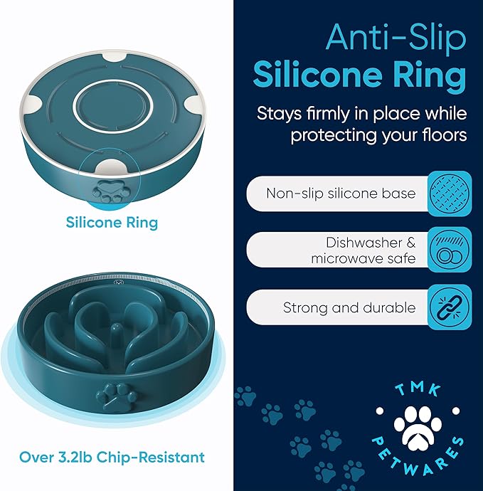Slow Feeder Dog Bowls – Dog Bowl Slow Feeder – Microwaveable Dog Slow Feeder for All Breeds – Lead and BPA-Free Ceramic Pet Bowl – Pet Feeder for Fast Eaters