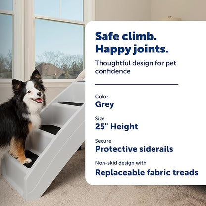 PetSafe CozyUp Folding Dog Stairs, Portable Indoor/Outdoor Pet Steps for Bed & Couch, Grey, 25 Inch
