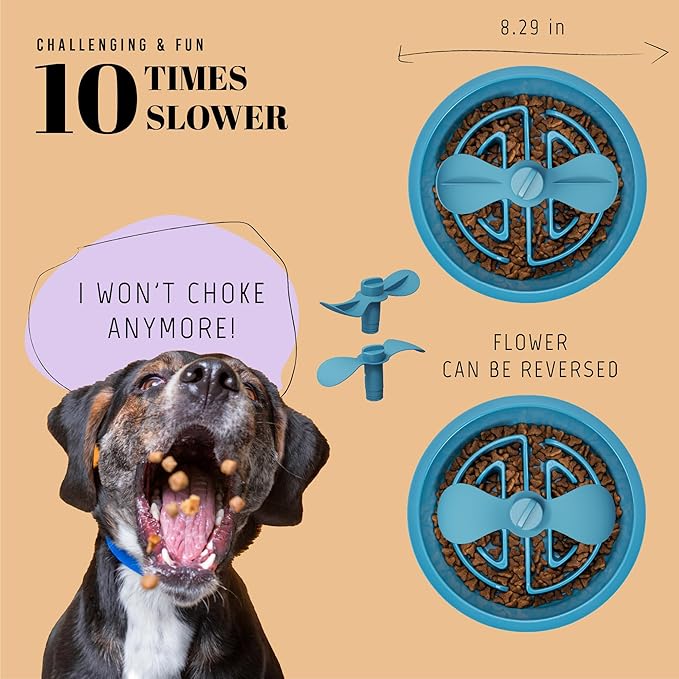 AVERYDAY Slow Feeder Dog Bowls for Large Breed, 2.5 Cups Deep Food Puzzle Bowl with Spinning Slow Feeder Insert, Non-Slip Bottom, Fits for Raised Stand, Hard Maze Design for Medium and Large Dogs