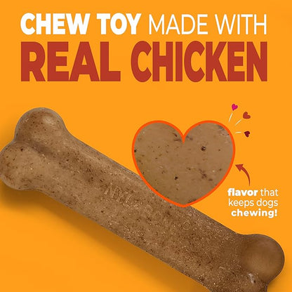 Nylabone Strong Chew Original Bone Dog Toy Made with Real Chicken, Durable Chew Toys for Aggressive Chewers, Long Lasting Dog Bone, Keeps Dogs Busy, Small Breeds - Up to 25 lbs