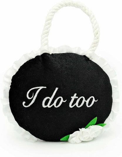 ZippyPaws Wedding Toy - Dog Squeaky Toy to Keep Them Busy, Cute Plush for Small, Medium, & Large Dogs, Stuffed Puppy Toy, Pet Products, Gift for All Breeds, 2 Round Squeakers - "I Do Too" Wedding Sign