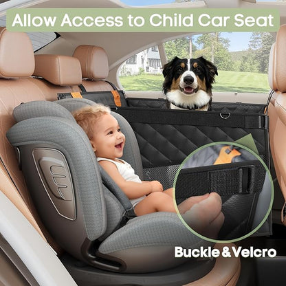 Dog Car Seat for Large Medium Dogs, Back Seat Extender for Pets with Hard Bottom, Strong Support Waterproof Dog Seat Cover with 3 Mesh Windows for Cars, Trucks and SUVs
