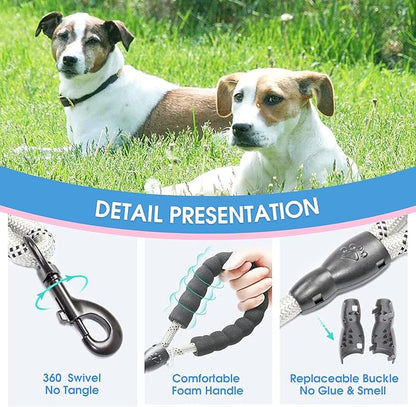 BAAPET 2/4/5/6 FT Dog Leash with Comfortable Padded Handle and Highly Reflective Threads for Small Medium and Large Dogs (2FT-1/2'', Silver)