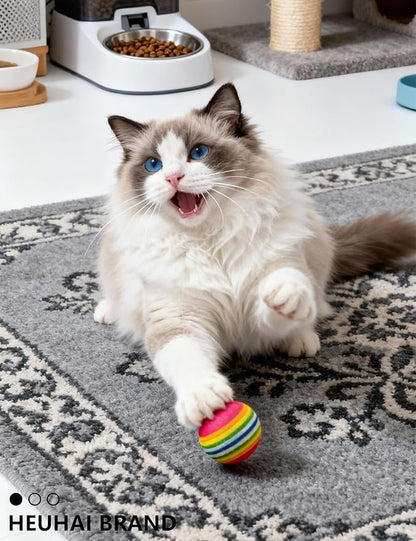 10 Pack Cat Toys Balls for Indoor Kitten with Bell and Colorful Beads, Soft Sponge PP Material, Interactive Chase Toys for Cats and Kittens (1.5'' - 2.1'')