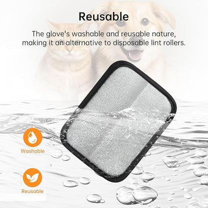 2 Pcs Pet Hair Removal Gloves, Reusable Electrostatic Pet Cat Dog Hair Remover Grooming Gloves Brush Tool for Couch, Furniture, Carpet, Car Seat (2 Pack Black)