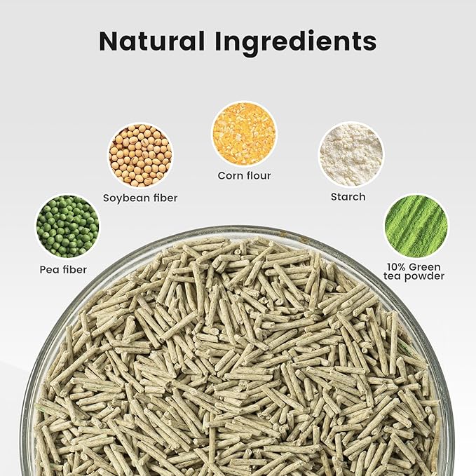 Gardner Pet Natural Tofu Cat Litter, Cat Litter with Green Tea Extract – Dust-Free, Fast Clumping, Flushable, and Odor Control for Multi-Cat Homes/6lbs x 6 Pack