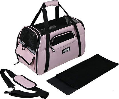 EliteField Soft Pet Carrier (3 Year Warranty, Airline Approved) Soft Sided Dog Puppy Cat Carrier Travel Bag (X-Large: 21" L x 12" W x 13" H, Pink)