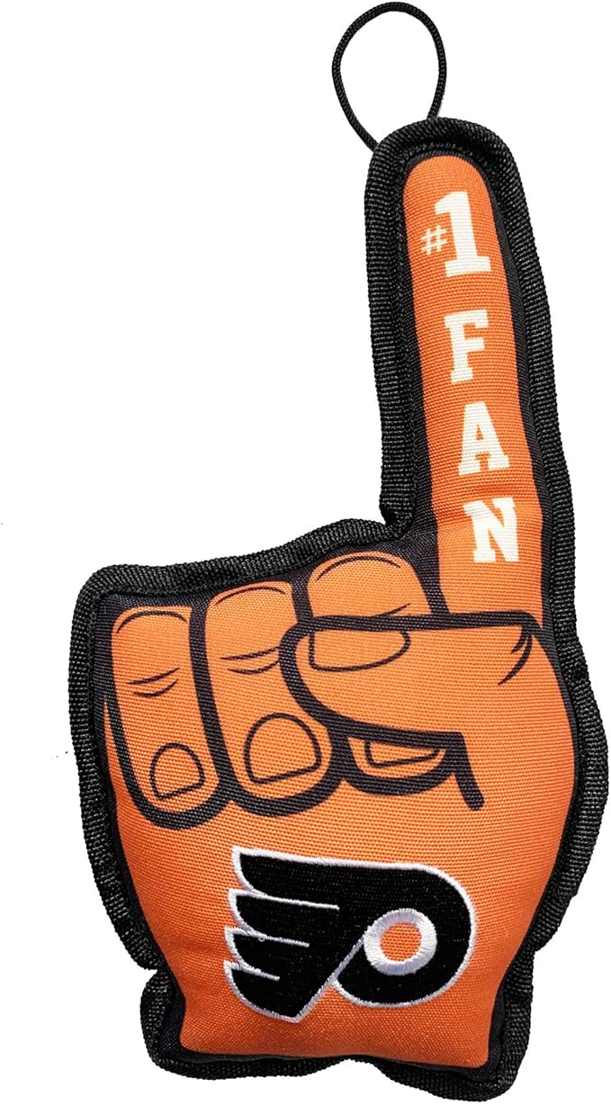 Pets First NHL Philadelphia Flyers #1 Fan Toy for Dogs & Cats. Best Tough PET Toy with Inner Squeaker. Number One Premium Dog Toy for Strongest Chewers & Sports Fans, One Size