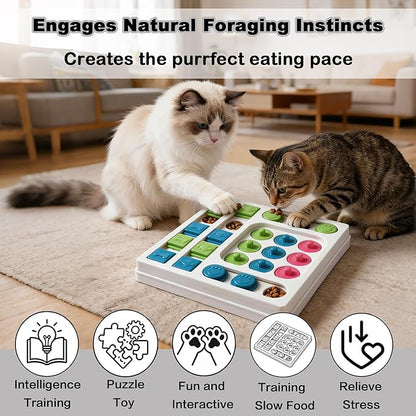 Cat Puzzle Feeder ，Cat Puzzle Toy ，Interactive Slow Feeder Kitten Toys ，Maze Hidden Food Pet Feeder，Toys for Bored Indoor Adult Cats