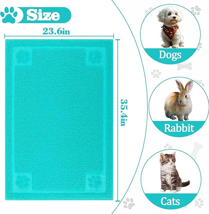Darkyazi Pet Feeding Mat Large for Dogs and Cats,24"×36" Flexible and Easy to Clean Feeding Mat,Best for Non Slip Waterproof Feeding Mat (Lake Blue)