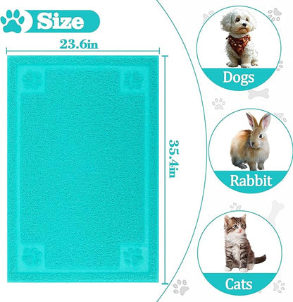 Darkyazi Pet Feeding Mat Large for Dogs and Cats,24"×36" Flexible and Easy to Clean Feeding Mat,Best for Non Slip Waterproof Feeding Mat (Lake Blue)