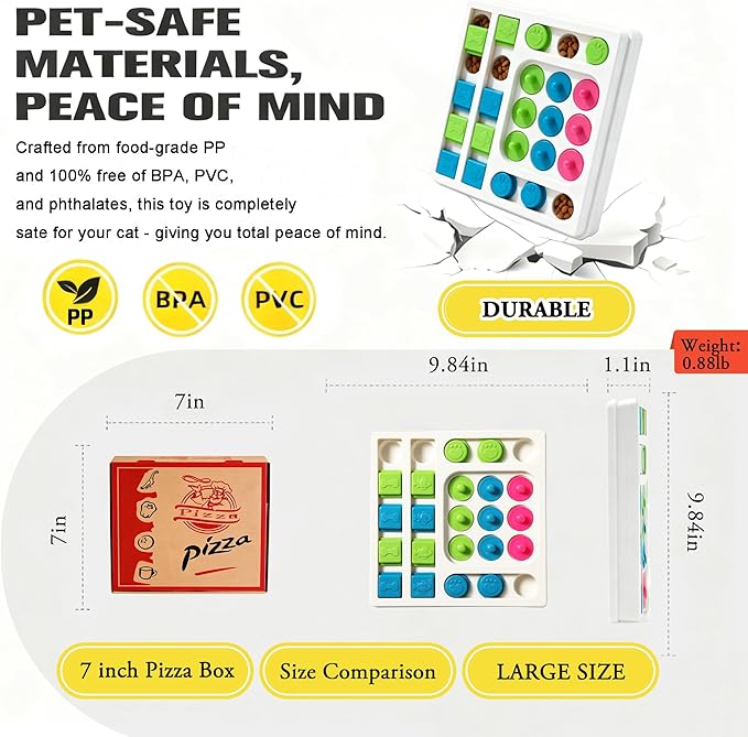 Cat Puzzle Feeder ，Cat Puzzle Toy ，Interactive Slow Feeder Kitten Toys ，Maze Hidden Food Pet Feeder，Toys for Bored Indoor Adult Cats