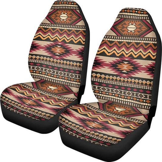 Native Aztec Print Auto Car Seat Covers Front Seats Protector for Men,Universal Fit for Most Cars,SUVs,Sedan,Truck,or Van,Set of 2