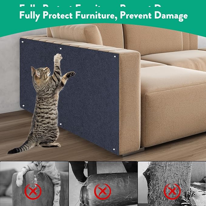 Cat Scratcher Mat, 78.7"x15.8" Cat Scratch Couch Furniture Protector, Trimmable Cat Scratch Carpet, DIY Climbing Cat Scratch Mat for Covering Cat Post, Wall & Door Protector from Cat Claws (Dark Blue)