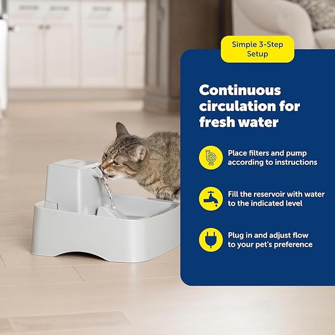 PetSafe Drinkwell Pet Fountain - Cat & Dog Hydration Station with Free-Falling Water Stream & Customizable Flow - Encourages Hydration & Protects Sensitive Whiskers - 1 Gallon