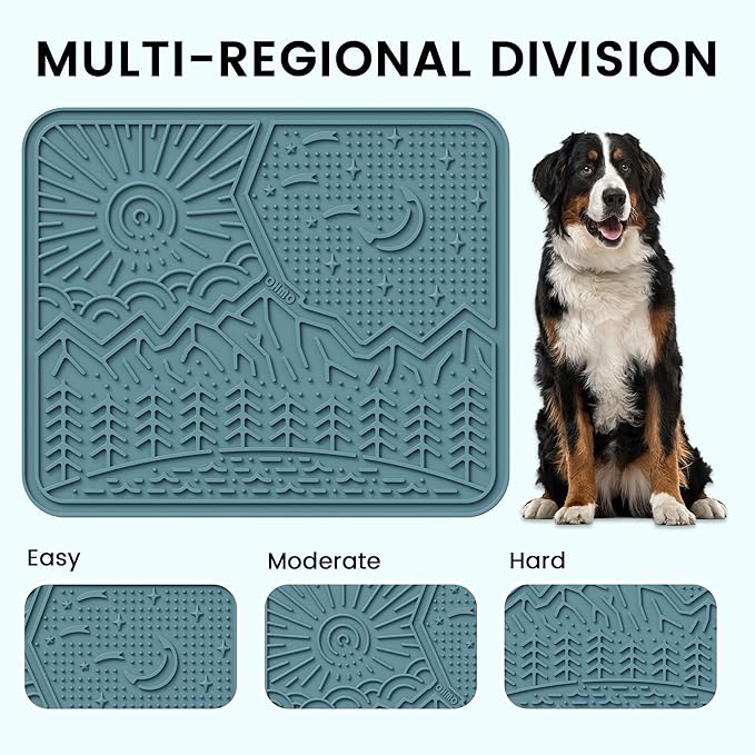 OHMO Lick Mat for Dogs and Cats Nature Design(Extra Large 1pc) Easy to Clean Pet Slow Feeder with Suction Cups, Enrichment for Anxiety Relief and Boredom Reduction(Light Blue)