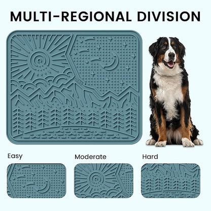 OHMO Lick Mat for Dogs and Cats Nature Design(Extra Large 1pc) Easy to Clean Pet Slow Feeder with Suction Cups, Enrichment for Anxiety Relief and Boredom Reduction(Light Blue)