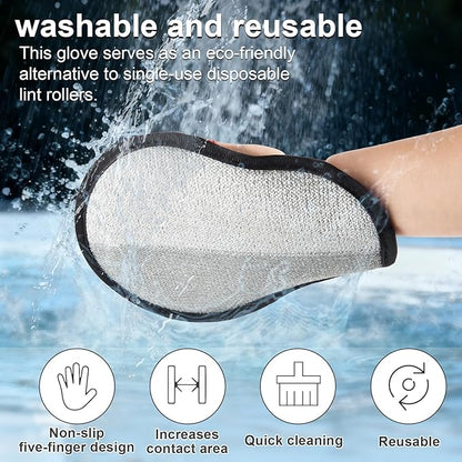 2pcs Pet Hair Fur Removal Mitt Glove for Cats Dogs 5-Finger Electrostatic Reusable Pet Hair Remover Brush Tool for Couch Furniture Carpet Laundry Clothing (Red)