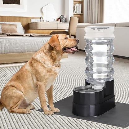 RIZZARI Automatic Dog Water Dispenser: Spill-Resistant 9L Black Gravity Feeder-Removes Odors -Softens Water - Supports Elderly Dogs’ Spine Health - Includes 2 Extra Filters & 2 Bottle Caps