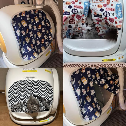 Curtain for Self Cleaning Cat Litter Box,Reduces Cat Litter Bounce, Stops Odors from The Litter Box Self Cleaning (FatBlue)