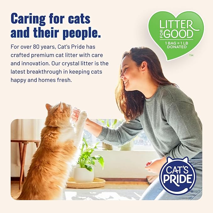 Cat’s Pride Micro Crystals Cat Litter, Non-Clumping, Unscented, 30-Day Odor Control, 99% Dust Free, Lightweight, Soft on Paws, 6.5lb Bag