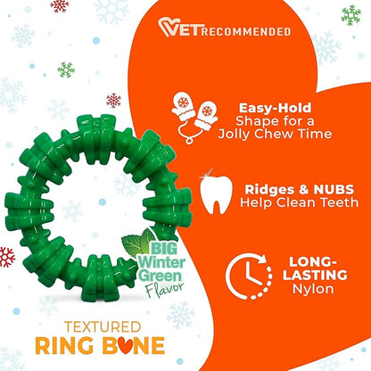 Nylabone Textured Ring Power Chew Toy for Dogs, Dog Chew Bones for Aggressive Chewers, Wintergreen Flavor, X-Large - 50+ lbs, 1 Count