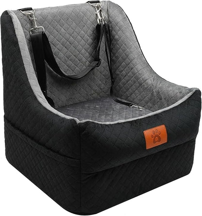 Dog Car Seat for Medium Dogs Up to 35lbs, Pet Booster Seat with 2 Safety Belts, Detachable Washable, Non-Slip Stable Base, Portable Puppy Car Seat for Travel & Outdoor Daily Use