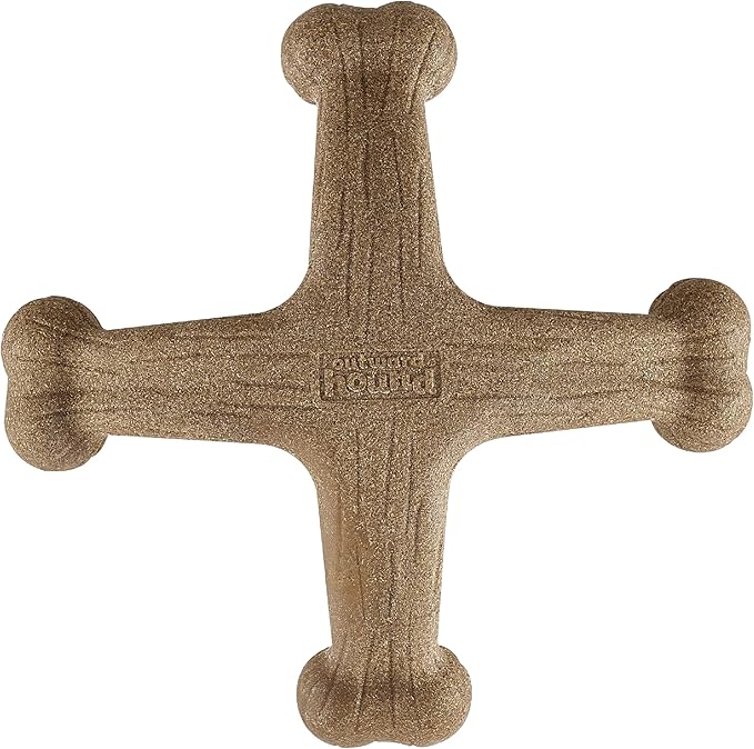 Pupstages Dogwood Jack Dog Chew Toy – Real-Wood Blend, Bacon Scented, 4 Chewable Ends, Moderate Chewers, Large, 7.5" x 2"