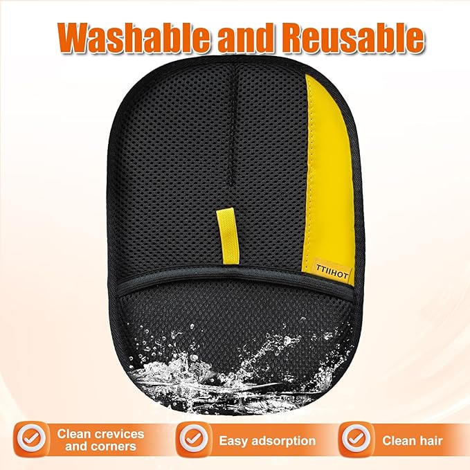 Electrostatic Gloves for Pet Hair Removal: Upgraded 2PCS Animal Fur Removal Tool for Dogs&Cats Efficient Reusable Pet Hair Remover for Couch Carpet Car Seat Clothing Quick Clean (1 pcs-Black)