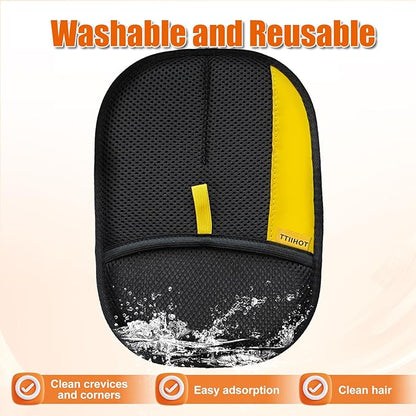 Electrostatic Gloves for Pet Hair Removal: Upgraded 2PCS Animal Fur Removal Tool for Dogs&Cats Efficient Reusable Pet Hair Remover for Couch Carpet Car Seat Clothing Quick Clean (1 pcs-Black)