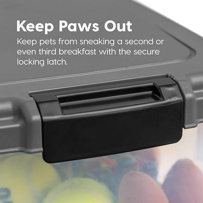 IRIS USA 30 lbs & 11 lbs Combo Airtight Dog Food Storage Container, Stackable Treat Box, 2-Cup Scoop, Wheels, Keep Fresh, Easy Mobility, Dark Gray