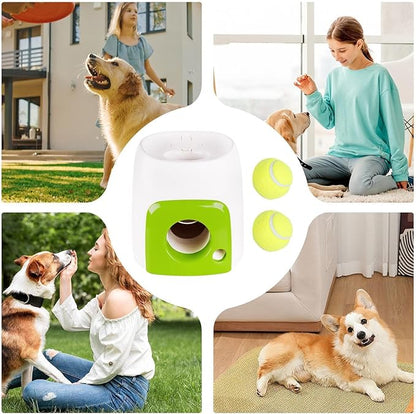 Automatic Dog Ball Launch - 16x16x20cm/6.3x6.3x7.87 Inches Tennis Ball Launch for Dogs | Interactive Toys with Snack Dispensing Puzzle for Puppy Training Exercise Inside Outside Backyard