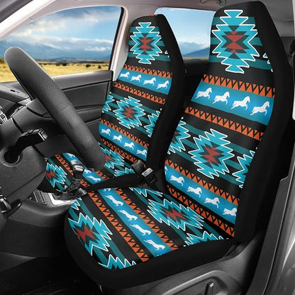 Aztec Southest Stripe Car Seat Covers for Women Men, Turquoise Front Bucket Covers Bottom Seat Cushion Covers, Anti-Slip Seat Protector for SUV Truck Vans Sedans