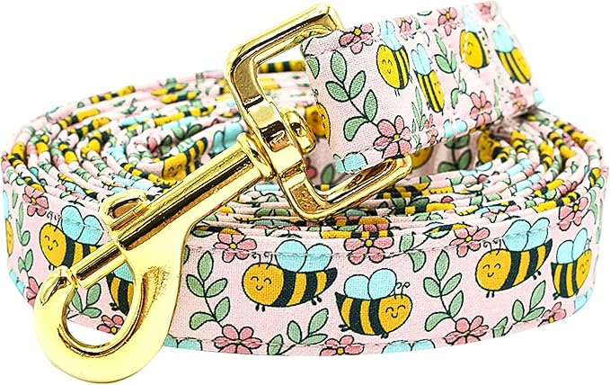 Dog Leash - Spring Holiday Bee Print for Boy/Girl - Durable Strong Heavy Duty Comfortable Padded for Small Medium Large Dogs