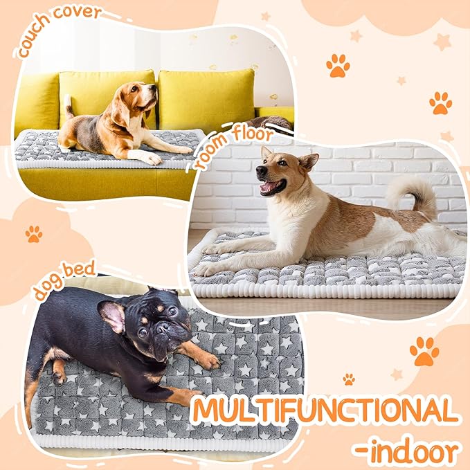 Nuanchu Backseat Dog Bed Mat for Car Non-Slip Pet Seat Cover with Star Pattern, Washable Travel Blanket for Cars Suvs Trucks (Grey & White, 24"x53")