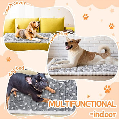 Nuanchu Backseat Dog Bed Mat for Car Non-Slip Pet Seat Cover with Star Pattern, Washable Travel Blanket for Cars Suvs Trucks (Grey & White, 24"x53")