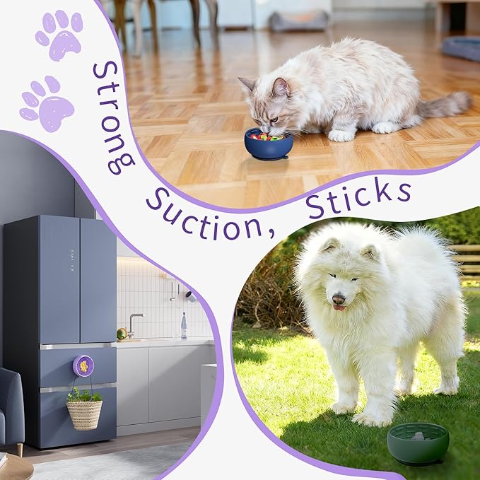 Purple Dog Puzzle Toy & Lick Mat for Bathing - Grooming Helper & Boredom Buster Slow Feeder Bowl with Suction Cups for Dogs and Cats - Interactive Treat Dispenser(Only for Small Dogs)