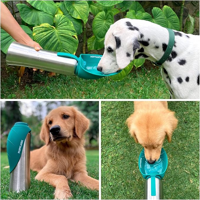 PupFlask Large Dog Water Bottle | 27 or 40 OZ Stainless Steel | Convenient Dog Drink Dispenser | Puppy Travel Water Bowl | Portable Pet Hydration Bottle | Leak Proof | Perfect Size For All Breeds