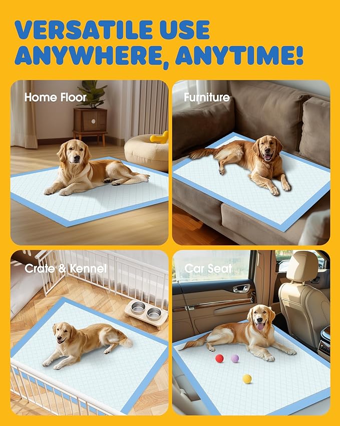 Puppy Pads - 100 Packs, 34"×28" Ultra-Large Puppy Pads, Tear-ResistantPee Pads for Dogs, 6-Layer Ultra-Absorbent & Quick-Dry Black Training Pads