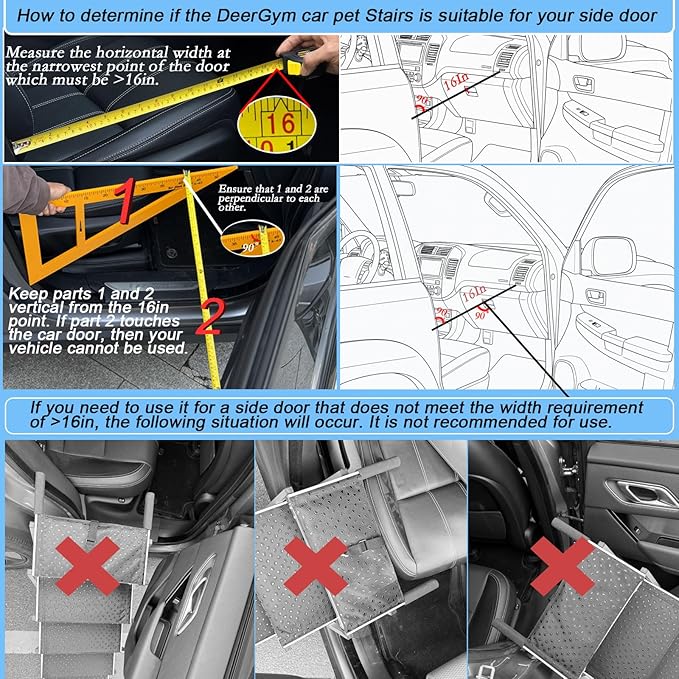Dog Stairs for Large Dogs - 6 Step Foldable Dog Ramp for Car 43In Non-Slip Surface Support up to 230lbs - Suitable for SUV Truck Designed Specifically for Disabled Dogs